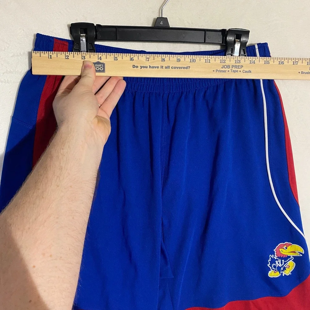 Adidas Kansas Jayhawks Mens Basketball Shorts Blue Red KU NCAA - Picture 4 of 9